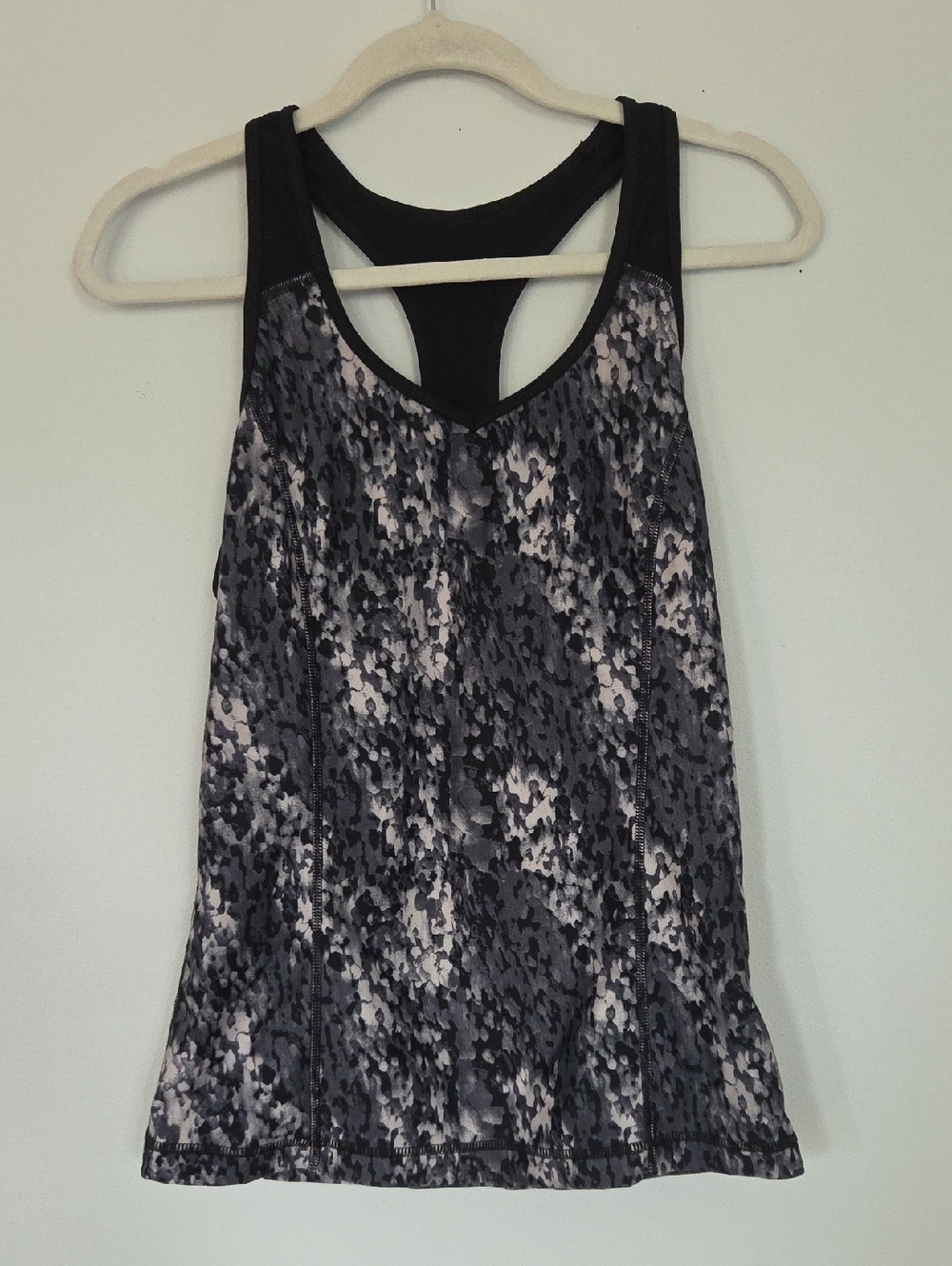 Athletic Works Black and Gray Printed Racerback Tank